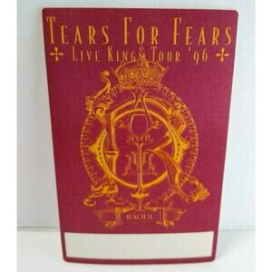 Tears For Fears Live Kings Tour 1996 Backstage Pass Original vintage Synth-Pop